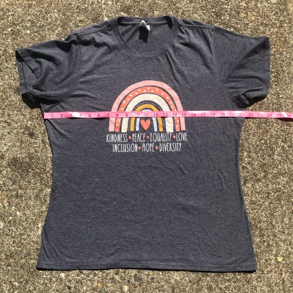 “Kindness+Peace+Equality+Love+inclusion+Hope+Diversity” Screen print Tee (Large) - Picture 2 of 3